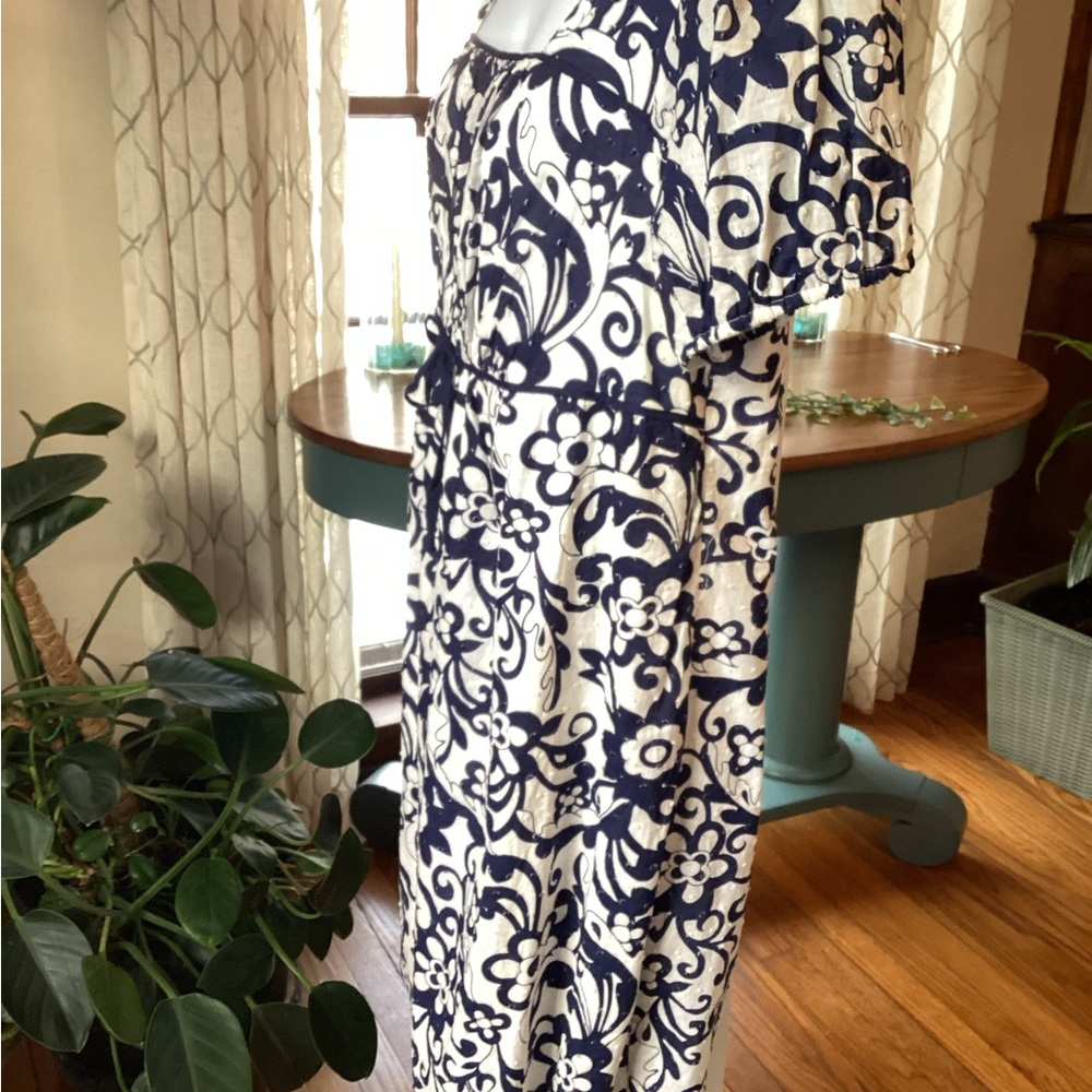 JTB Elegant Floral Navy and White Midi Dress LNWOT Size 18 - Picture 7 of 11